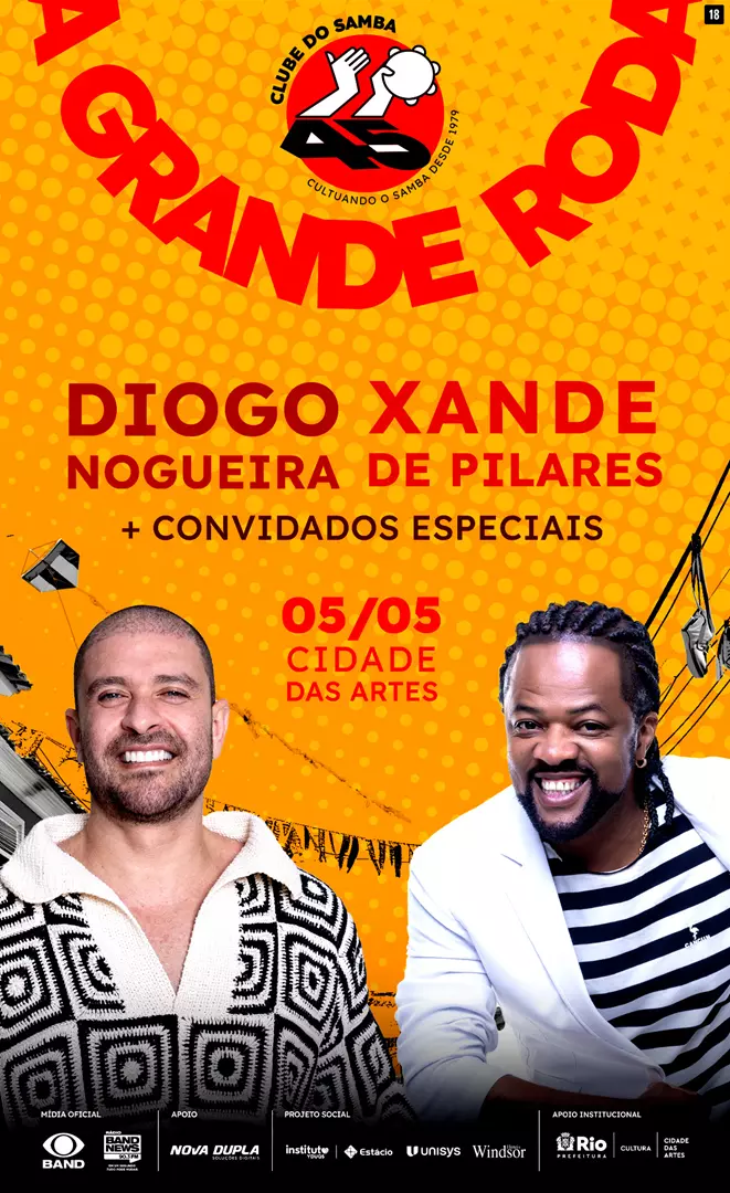 Domingo é dia de samba com Diogo Nogueira e Xande de Pilares na Cidade das Artes